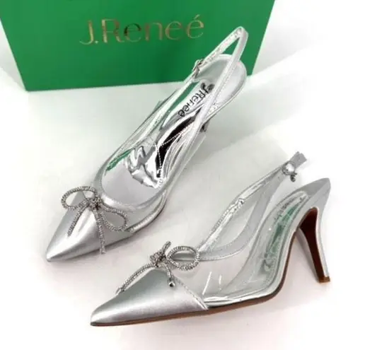 NWT J.Reneé Tadma Glass Slipper Rhinestone Pumps Heels Size 12W Cocktail Wedding Silver