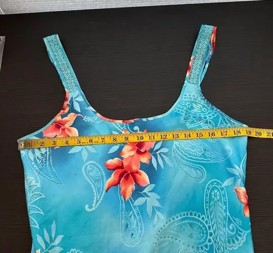 secret treasures Blue Floral Adjustable Strap Slip Dress Size Large FLAWED