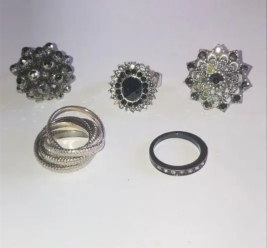5 Rings Adjustable & Sizes 6 & 8 Vintage Boho Statement Rings