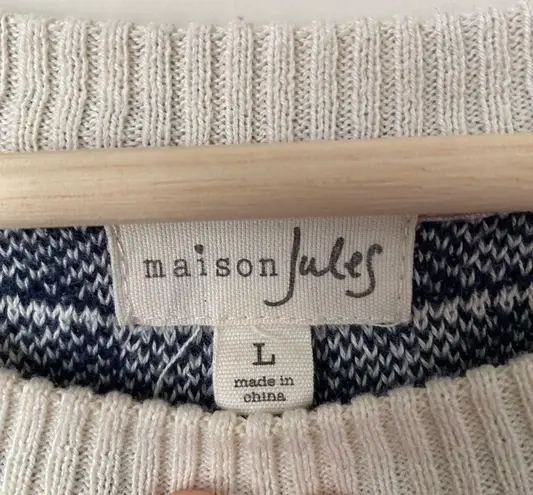 Maison Jules Heart Pullover Knitted Sweater Size Large