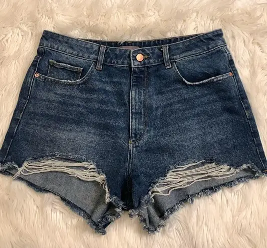 DL1961  Cleo Solana high rise distressed raw hem denim shorts 32