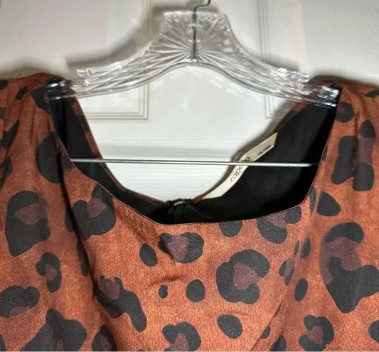 Zapelle Brown/Black Animal Print Short Sleeve Aline Midi Dress size 1X