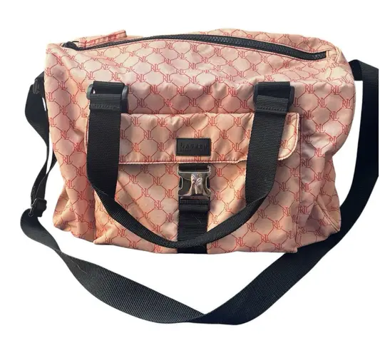 Pink Designer Ralph Lauren Weekender Overnight Signature Nylon Duffel Bag Logo