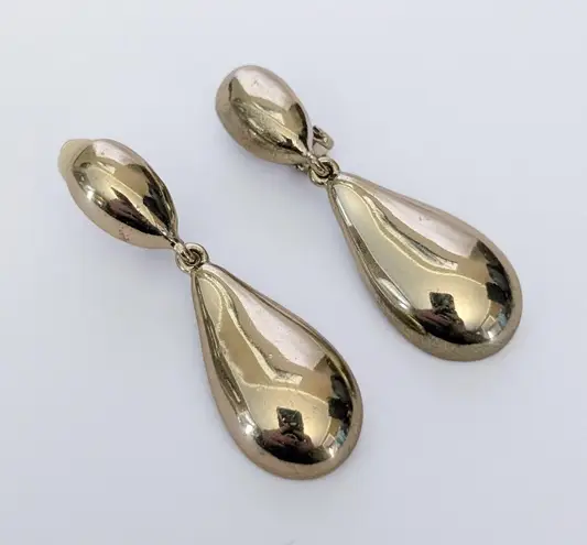 Vintage Clip On Earrings Statement Gold Tone Dangle Chunky