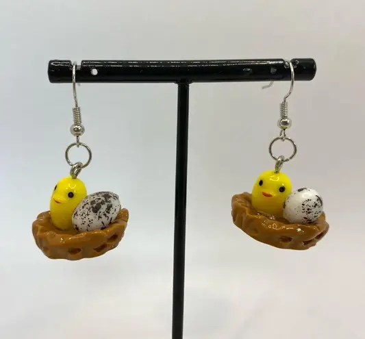 Baby chicken chick earrings baby bird earrings