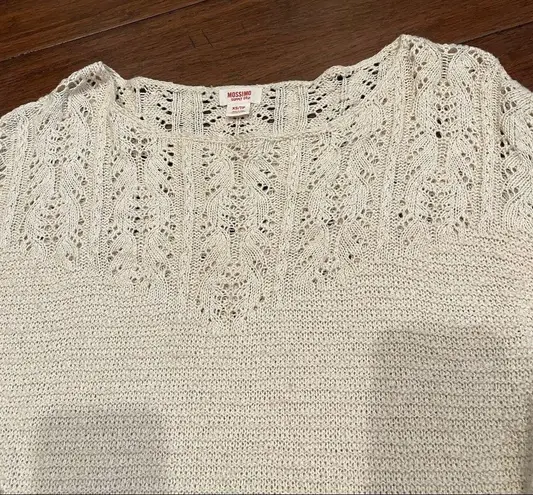 Mossimo Cream Crochet Knit Long Sleeve Sweater Extra Small Size XS