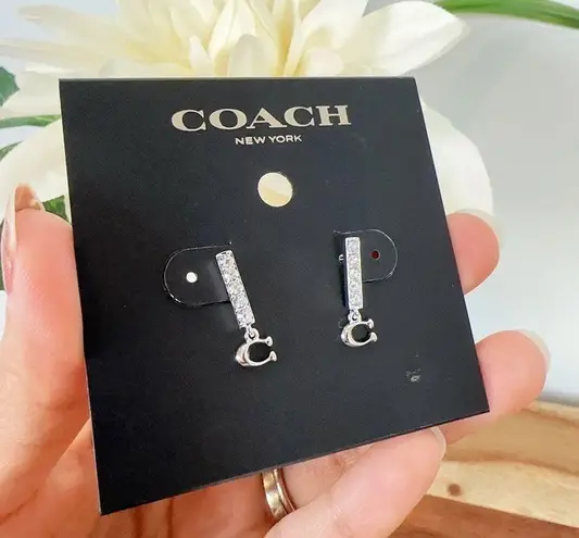 Coach NWT  Signature Pave Bar Stud Earrings