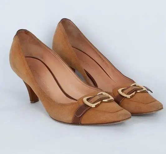 Casadei Suede Buckle Pump Heels Size 9