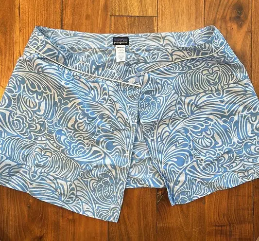 Patagonia  Button Out Boardie 100% Nylon Blue Island Mini Wrap Skirt Size 10