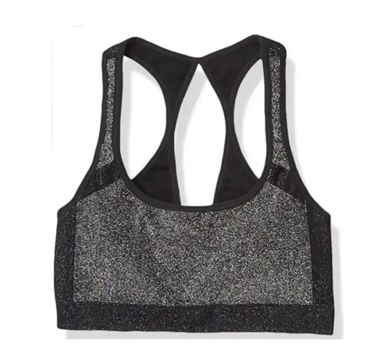 Soul Cycle Racerback w/Keyhole Sports Bra, Metallic Black Grey (Excellent)