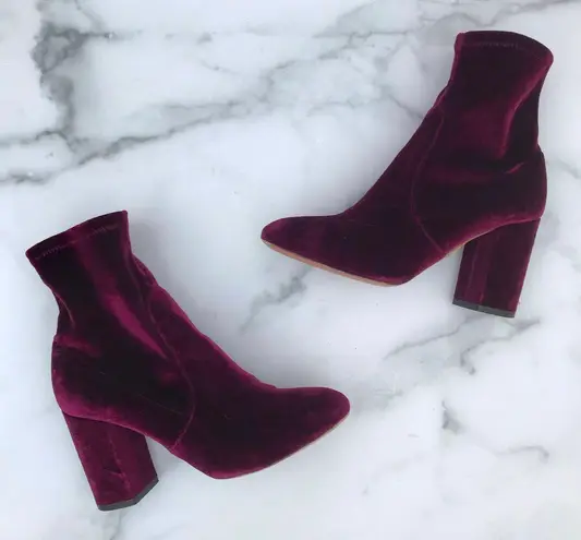 Aquazzura women’s So Me burgundy velvet ankle boot size IT 35 US 5