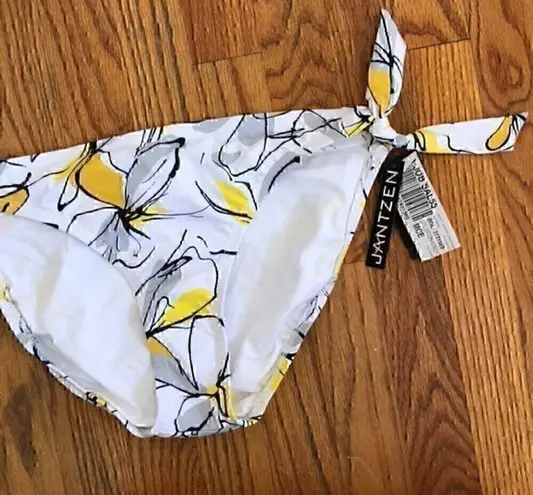 Jantzen NEW NWT  White Yellow Gray Black Floral Tie Knot Y2K Bikini BOTTOM 12