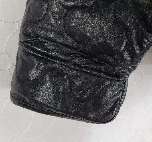 Mimosa Womens Jacket Size M Black PU Leather Quiltted Oversized Patch Pockets Size M