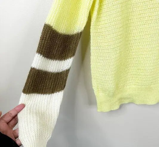 Scotch & Soda Sweater Womens M Linen Mohair Wool Colorblock Sleeves in Citrus