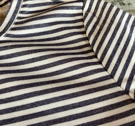 BB Dakota  Sparkly Blue/White Striped Swing shirt