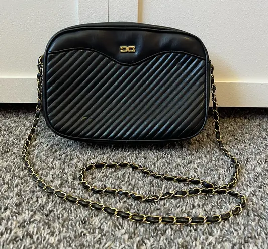 Daniella Bag Vintage Black Vegan Leather Quilted Crossbody Chain‎ Purse