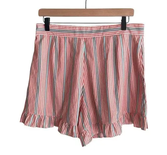See By Chloe SEE BY CHLOÉ Neo Janis Striped Cotton Poplin Frill Shorts Red Multicolored