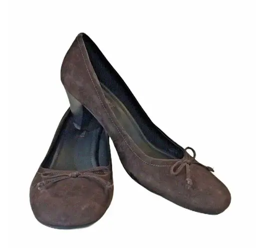 Ecco  New Dehli Suede Coffee Brown Pumps Heels Flex Sole Size 40 US 9/9.5