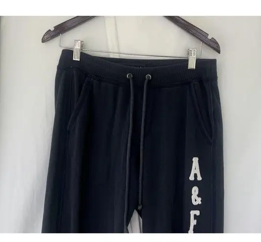 Abercrombie & Fitch Y2K  Navy Blue Embroidered Joggers Sweatpants Drawstring S - Image 3