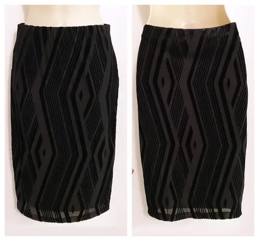 Bar III BAR||| - Black Velvet Pattern Bodycon Pencil Skirt Small