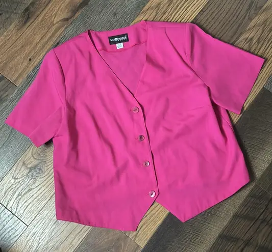 Sag Harbor Vintage Pink Short Sleeve Top Plus Size Blazer 18W