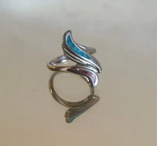 Vintage Turquoise Coral Stone Swirl Statement Ring Multiple