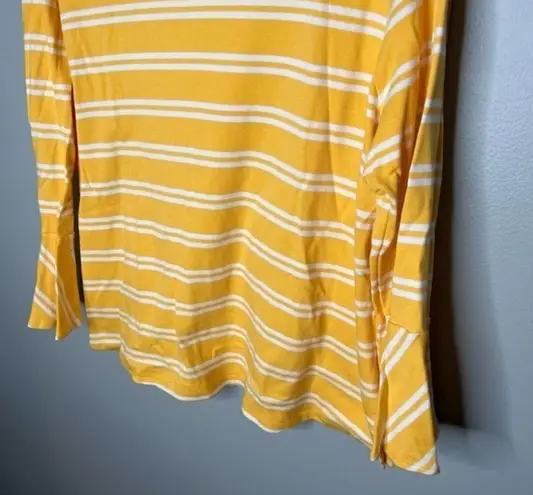 Isaac Mizrahi Live! Scoop Neck Top w/ Bracelet Ruffle Sleeve yellow white stripe