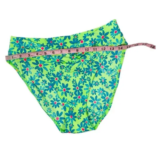 VINTAGE 90s SUNSETS Neon Floral Bikini Set Green Size L