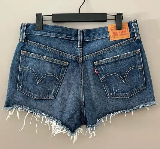 Levi's LEVI’S 501 Revolve Button Fly Dark Wash Distressed Cut Off Jean Shorts Size 29