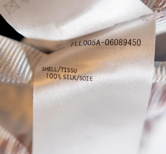 Thom Browne Made In Italy Silk Satin Houndstooth Collared Button Down Blouse