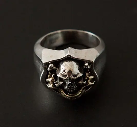 925 Silver Plated Adjustable Lucky Skull Ring for Men Women,Punk Hip Hop Ring