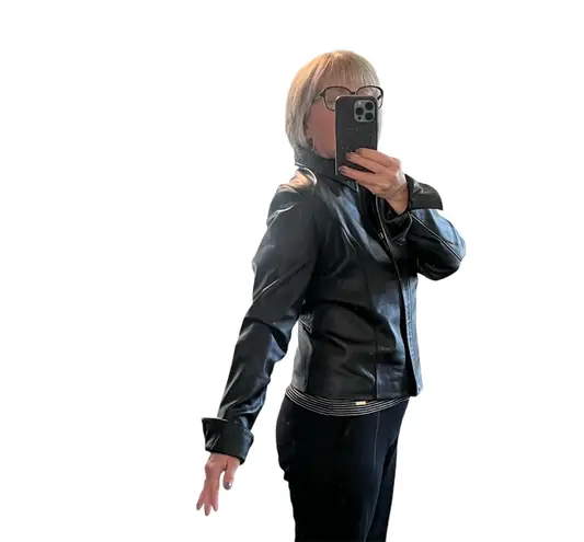 Attention Brand Trending Fitted Genuine Leather Moto Jacket MEDIUM