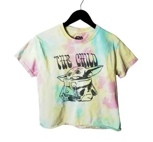Star Wars The Child T Shirt Baby Yoda Character Raw Hem Tie Dye Graphic Tee Top