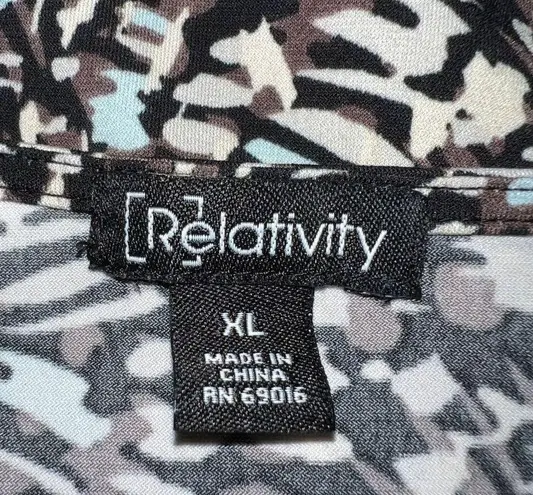 Relativity Womens Blouse Top Floral Print Ruched Sides Short Sleeve Pullover XL