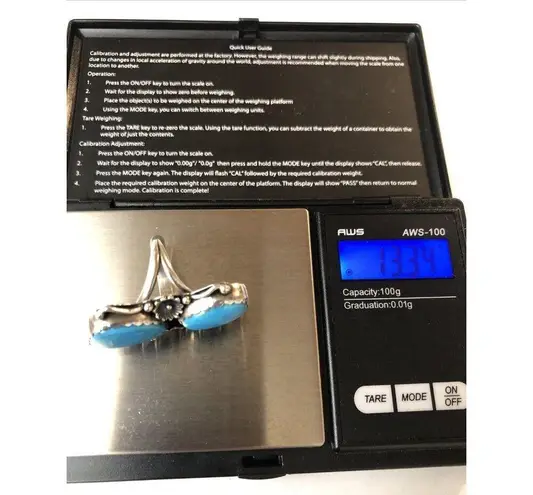 Navajo Handmade Ring 925 Silver Tuquoise sz 7 Artist Signed Peterson Johnson