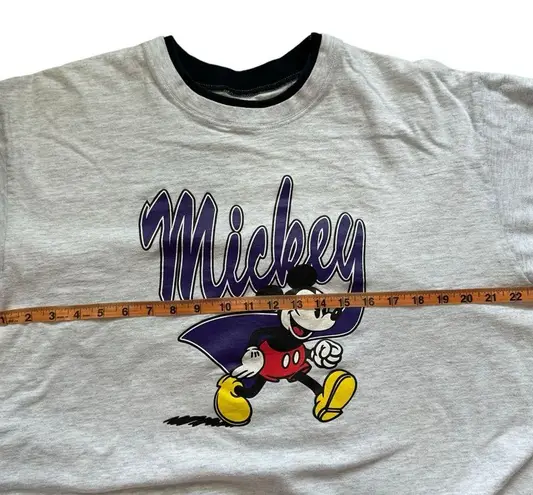 Disney Vintage 90s Gray  Mickey Mouse Graphic Tee Shirt Double Sleeve medium