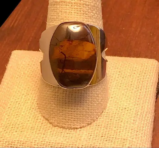 Sterling Silver JAY KING Desert Rose Tigers Eye Cabochon Ring Sz 11