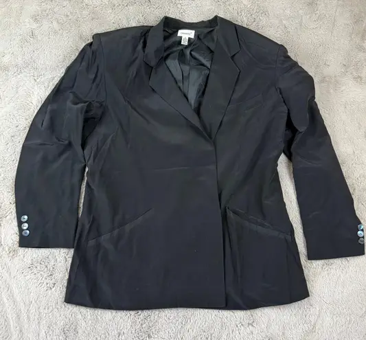 Omanti Silk Blazer Business Career Button Front Jacket Black Size 12
