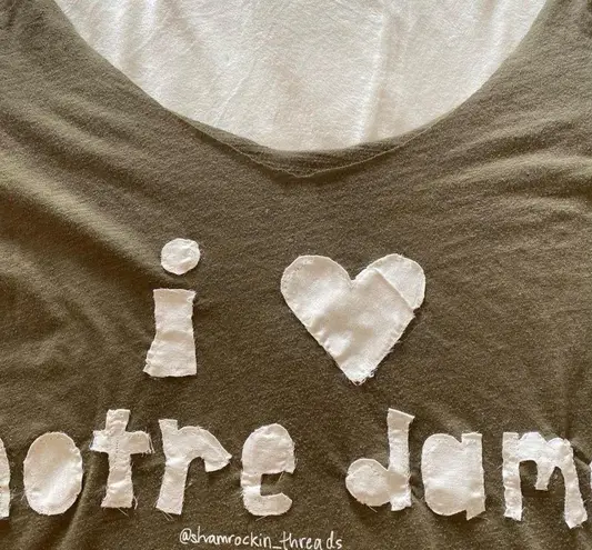 khaki sage green and white patchwork Notre Dame shirt size XL