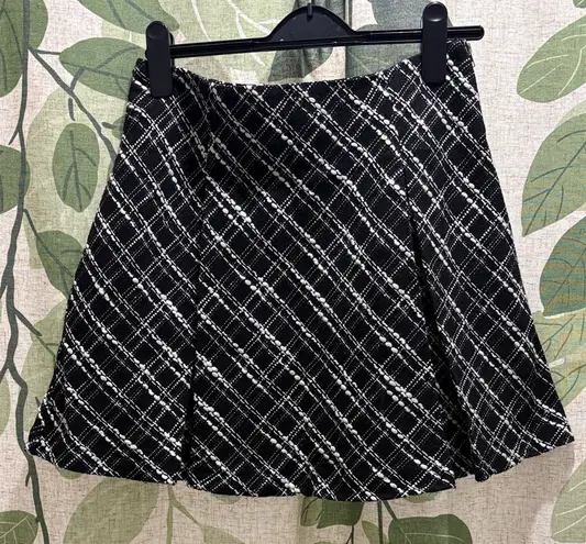 Hem & Thread  Black and White Checkered Skater Skirt - Image 1