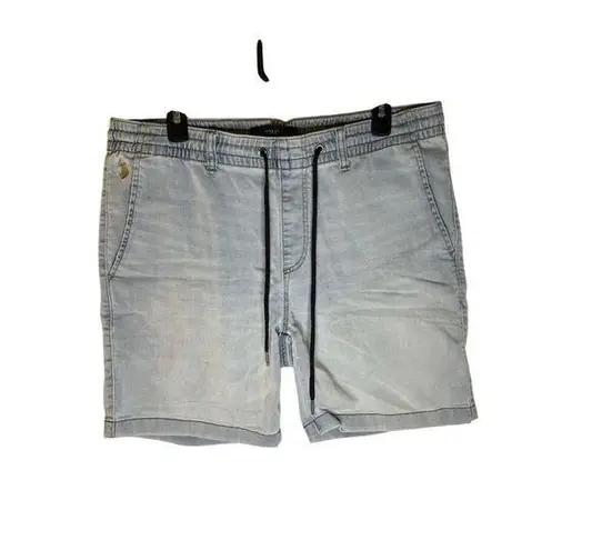 US Polo Assn. Women's Blue Chambray Elastic Waist Shorts Size L Standard Size L