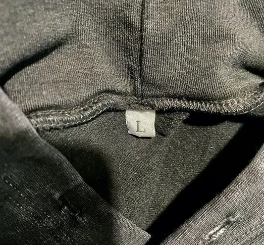 OTL Black Cropped Distressed Hoodie with Raw Hem Size L