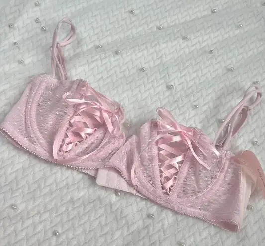 Sophie B Reworked Pink  Bra With Satin Ribbon