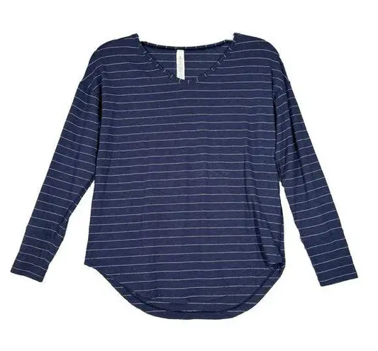 Lululemon  Shirt Womens 10 Blue White Stripe Love Long Sleeve Casual Athleisure