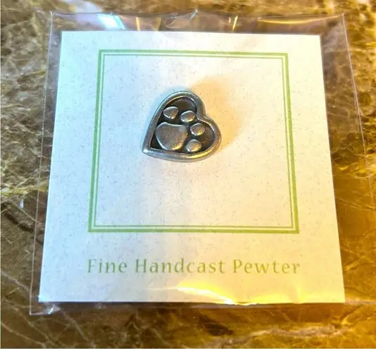 Silver Heart Paw Print tack pin