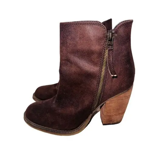 Altar'd State  Brown Suede Ankle Bootie Side Zip 7 Boho Cottage Core Cowgirlcore