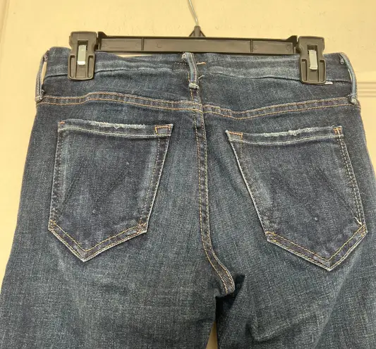 MOTHER Denim MOTHER Looker Ankle Fray Dark Wash Distressed Raw Hem Skinny Leg Jeans Size 25