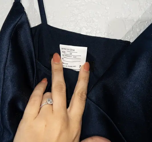 Alfred Sung NWT Midnight Navy Spaghetti Strap Mermaid Dress Size 18