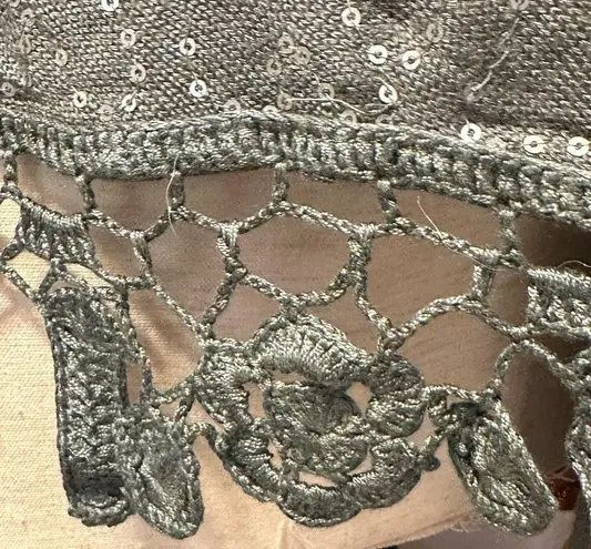 Soft Surroundings Sequin Crochet Trim Sleeveless Open Front Cardigan Wrap #1AF80