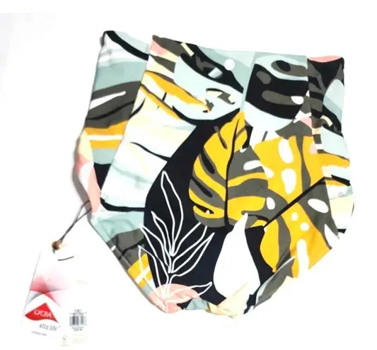 CALIA Powersculpt High Rise Swim Bikini Bottom Multi Palm XS NEW Green